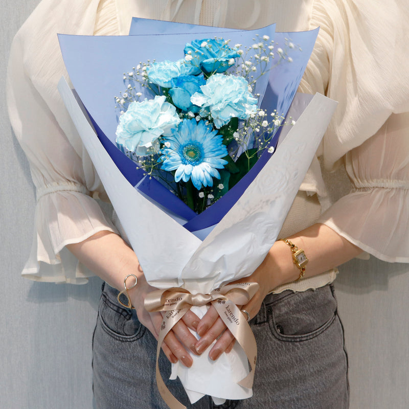＜LED付も選べます！＞【生花】推し活花束S　ブルー